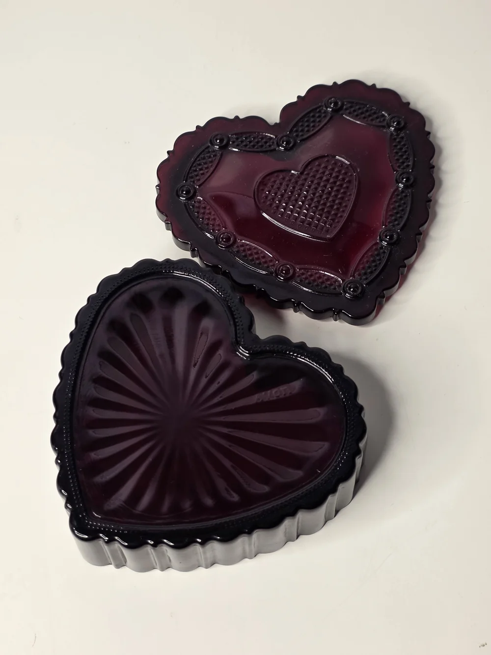 Vintage Avon Heart-Shaped Glass Trinket Box